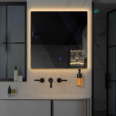 Specchio LED Quadrato | Pulsante touch | Luce bianca calda - Reyze Serie Motivated Modello 5